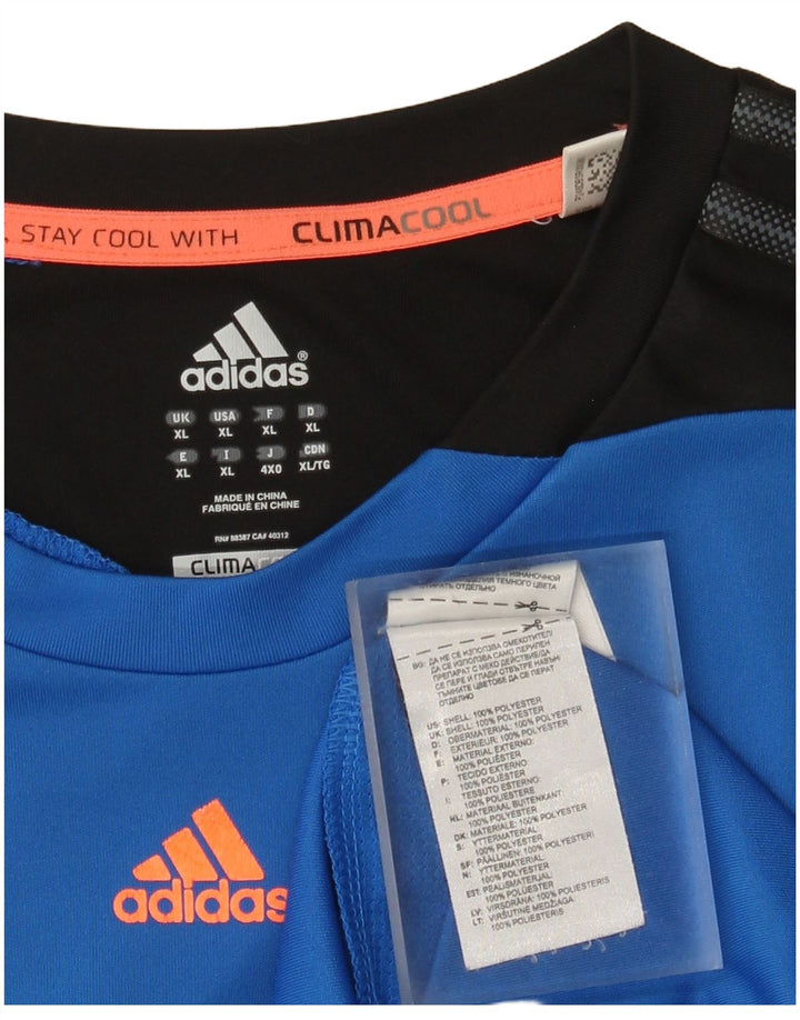Adidas Mens Climacool T-Shirt Top XL Blue Colourblock Polyester