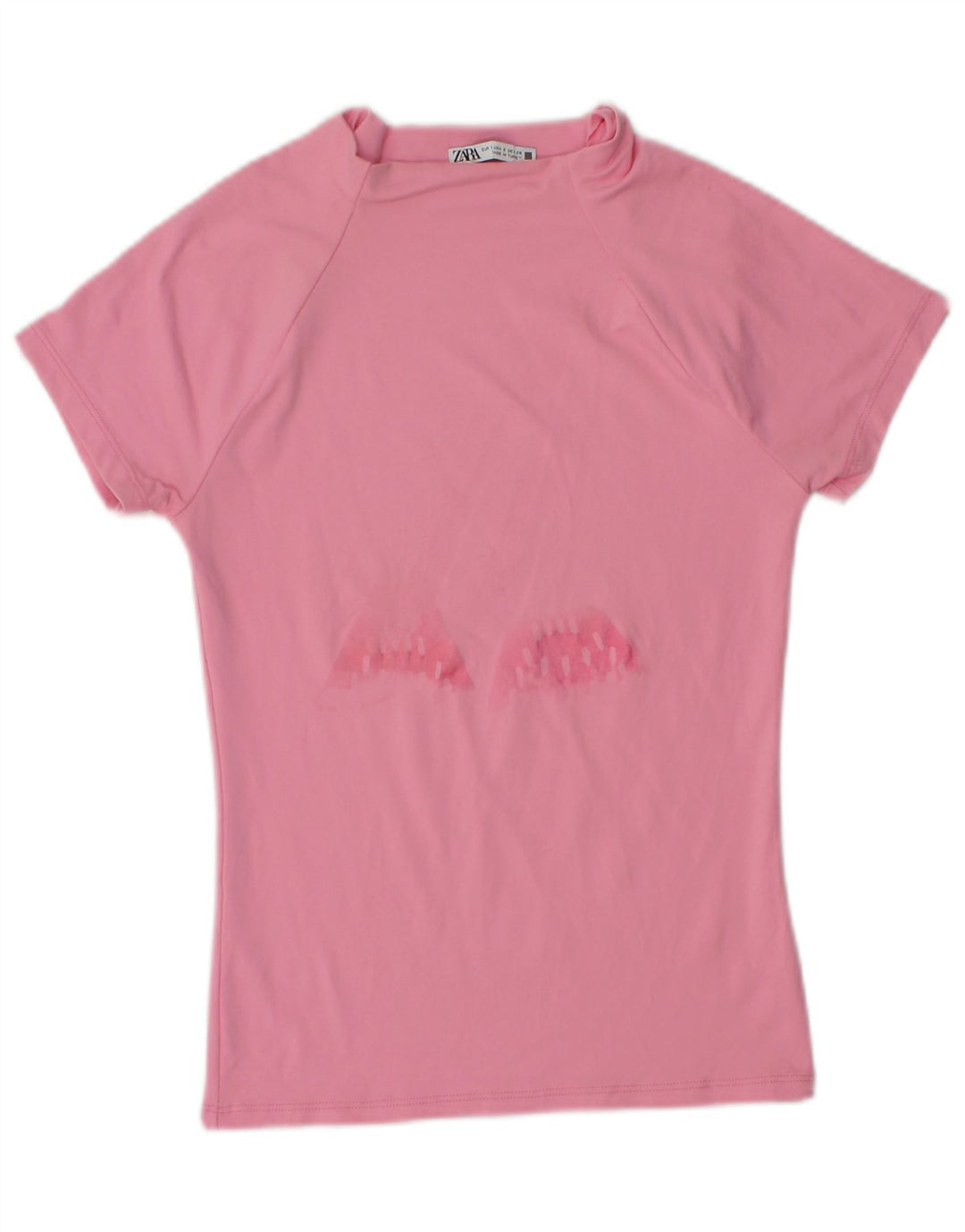 Zara Womens Graphic T-Shirt Top UK 8 Small Pink