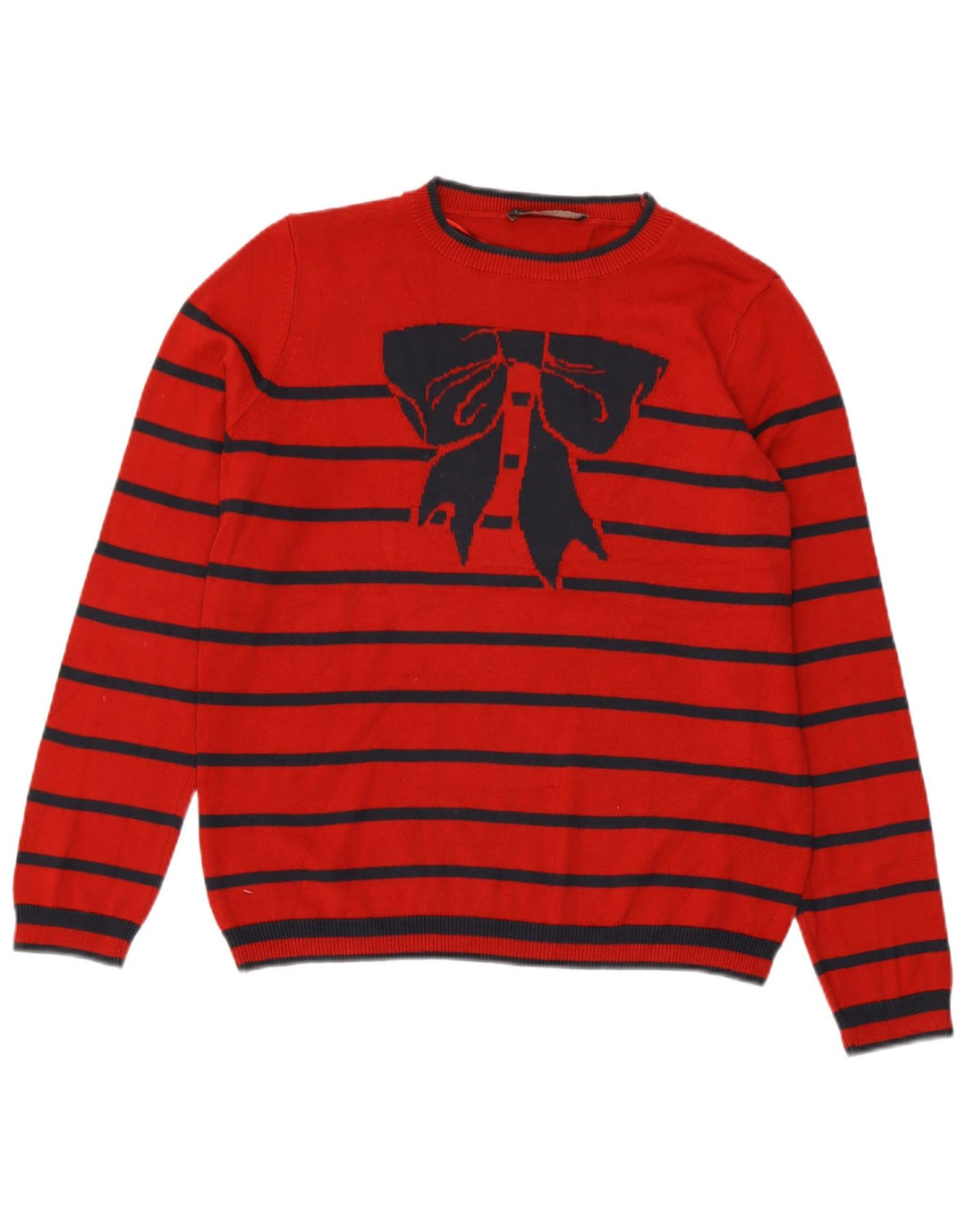 Marks & Spencer Womens Crew Neck Jumper Sweater UK 14 Large Red Striped