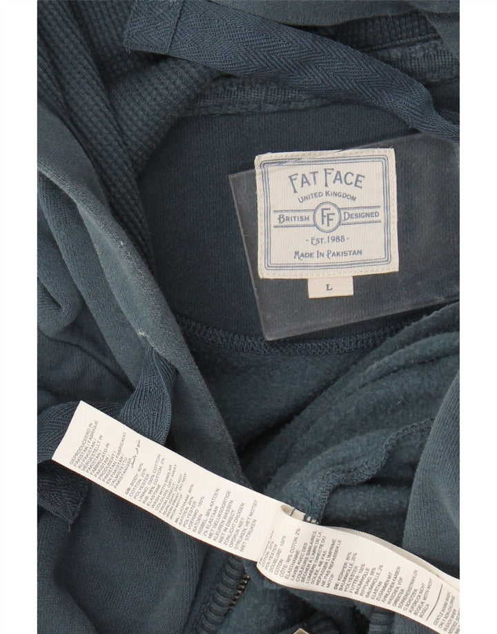 Fat Face Mens Zip Hoodie Sweater Large Green Cotton