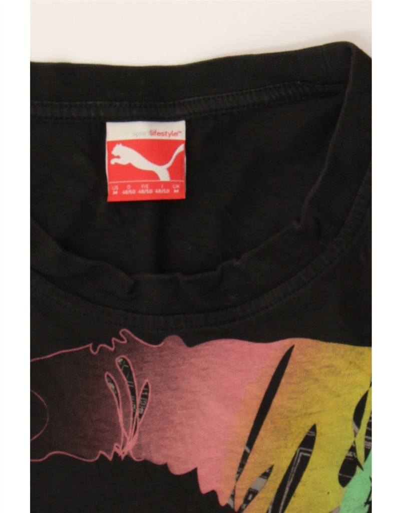 PUMA Mens Graphic T-Shirt Top Medium Black Cotton Vintage Puma and Second-Hand Puma from Messina Hembry 