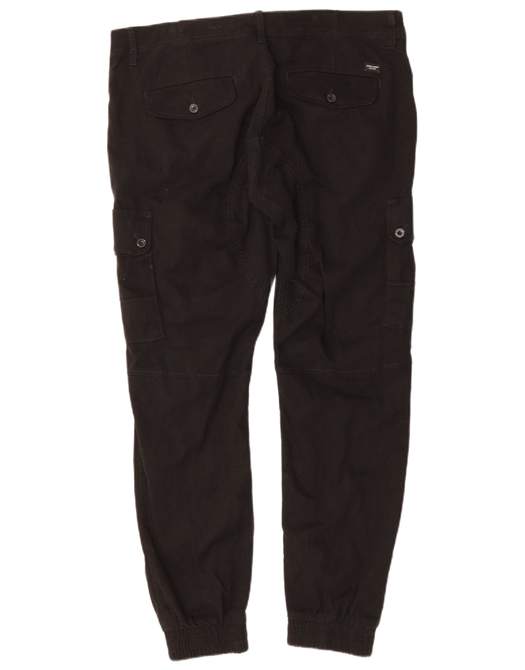JACK & JONES Mens Tapered Joggers Cargo Trousers W36 L29 Black Cotton