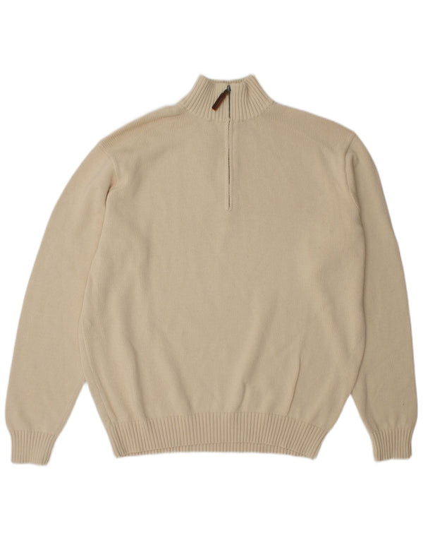 Brandy Melville Mens Zip Neck Jumper Sweater XL Beige Cotton