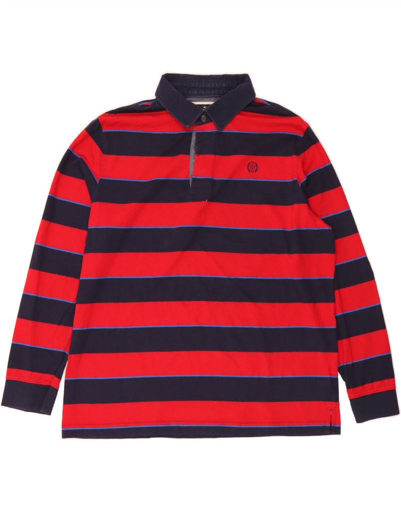 BLUE HARBOUR Mens Regular Fit Long Sleeve Rugby Polo Shirt XL Red Striped Vintage Blue Harbour and Second-Hand Blue Harbour from Messina Hembry 