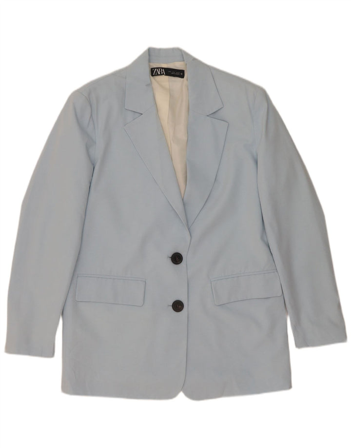 Zara Womens 2 Button Oversized Blazer Jacket UK 10 Small Blue