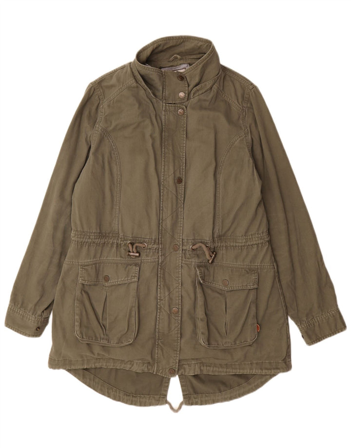 Fat Face Womens Parka Jacket UK 16 Large Khaki Cotton