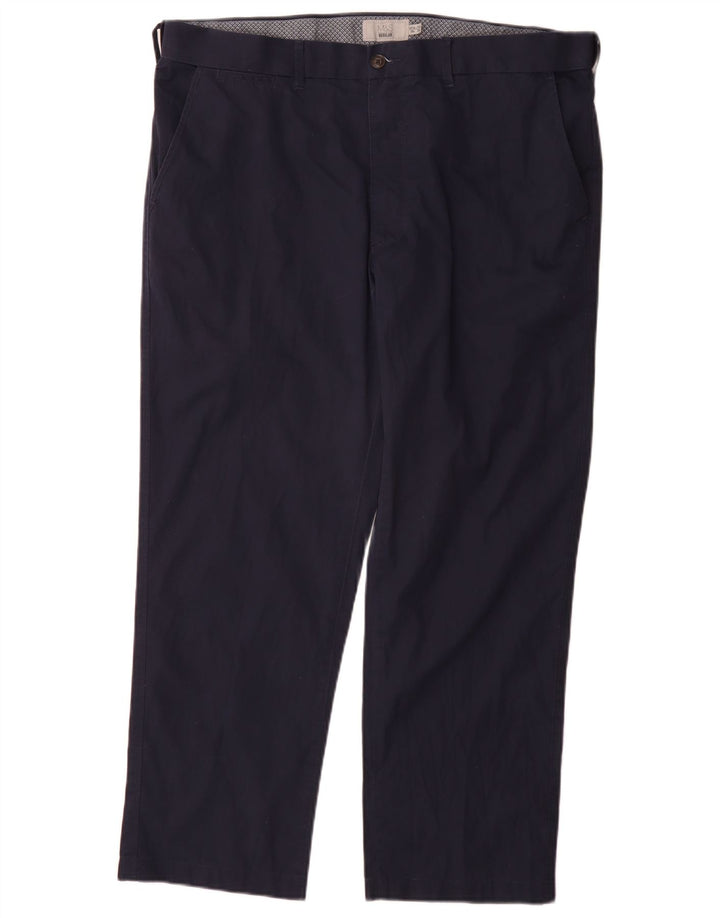 Marks & Spencer Mens Regular Fit Chino Trousers W38 L29 Navy Blue Cotton