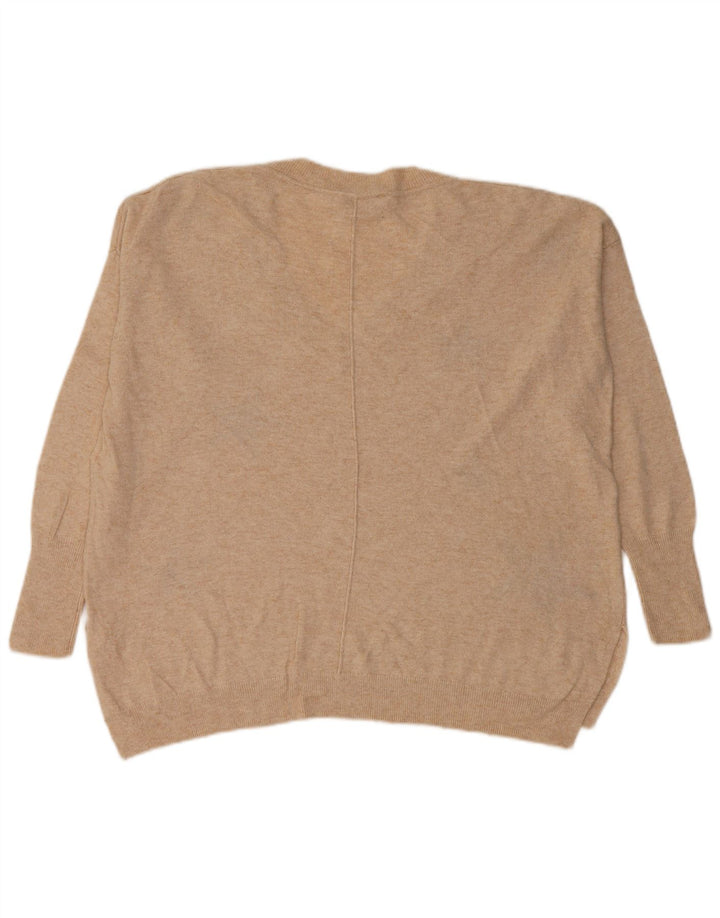 MINT VELVET Womens Abstract Pattern V-Neck Jumper Sweater UK 10 Small Beige
