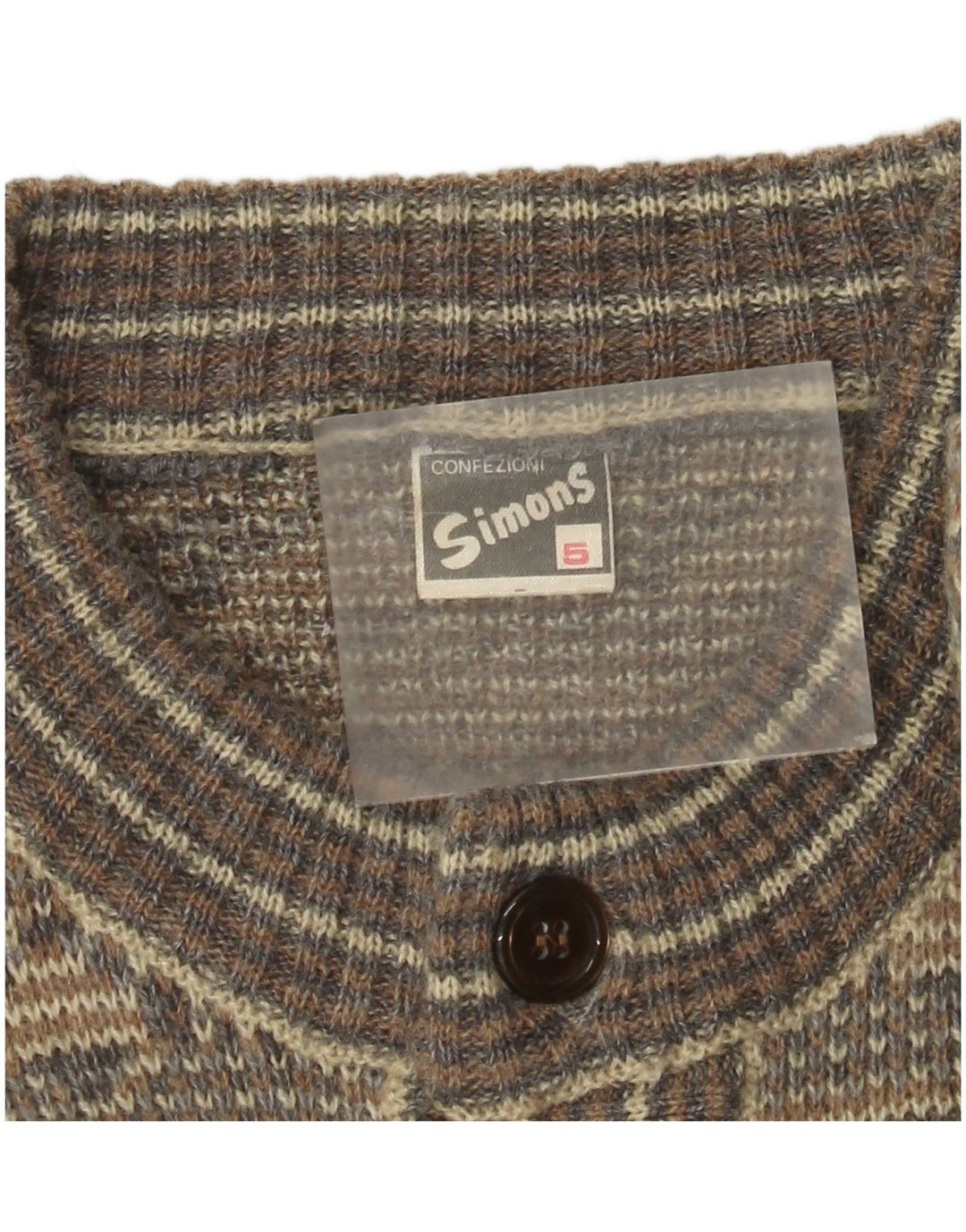 Vintage Mens Cardigan Sweater Medium Grey Fair Isle Wool