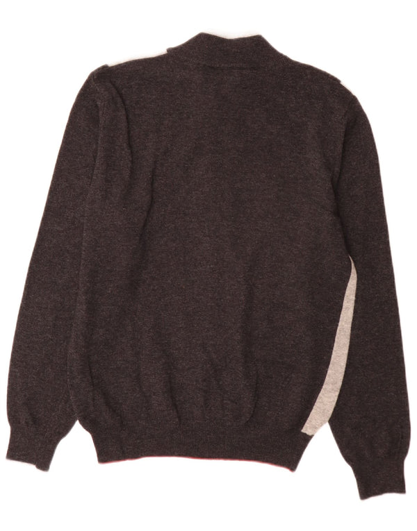 Hajo Mens Full Zip Cardigan Sweater UK 38 Small Grey Colourblock Wool