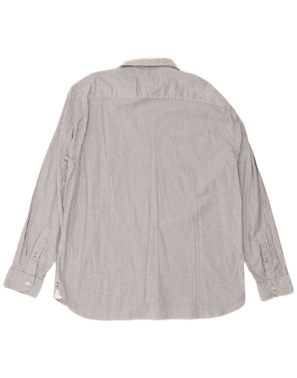 TOMMY HILFIGER Mens Regular Fit Shirt 2XL Grey Pinstripe Cotton