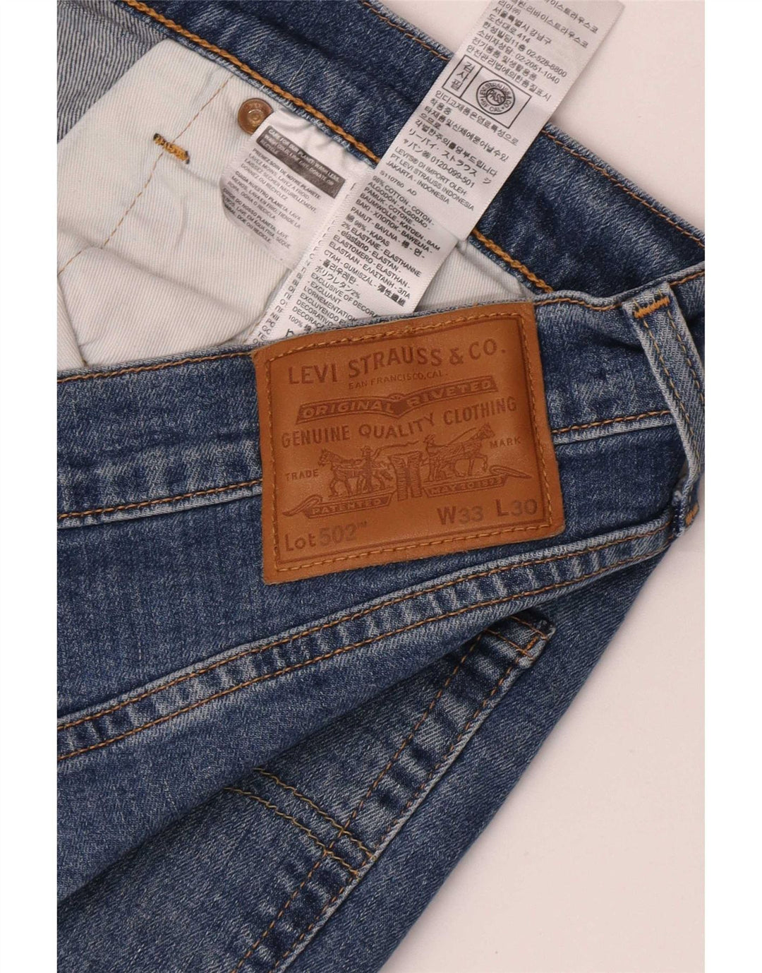 Levi's Mens 502 Tapered Jeans W33 L30 Blue Cotton