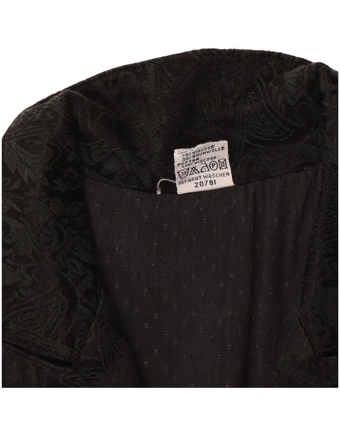 Vintage Womens Waistcoat UK 12 Medium Black Paisley Viscose