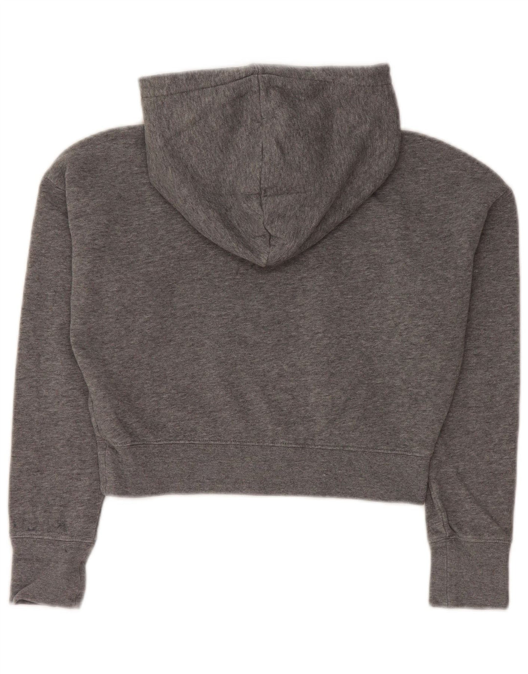 NIKE Girls Crop Graphic Hoodie Jumper 10-11 Years Medium Grey Flecked