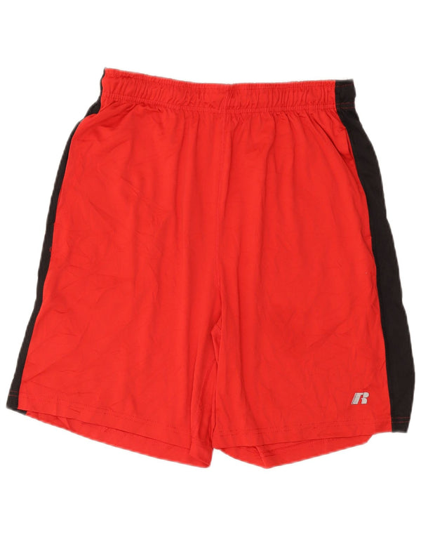 RUSSELL ATHLETIC Mens Sport Shorts Medium Red Colourblock Polyester