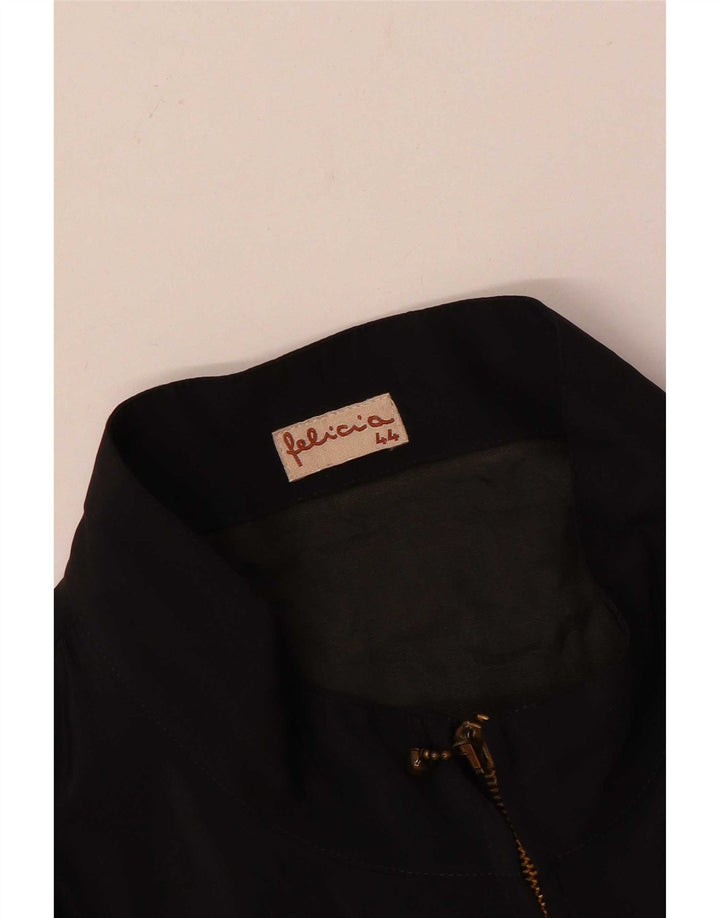 Felicia Womens Abstract Pattern Oversized Bomber Jacket EU 44 XL Black