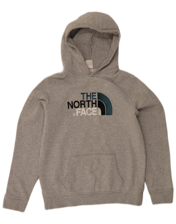 The North Face Boys Graphic Hoodie Jumper 14-15 Years XL Grey Cotton