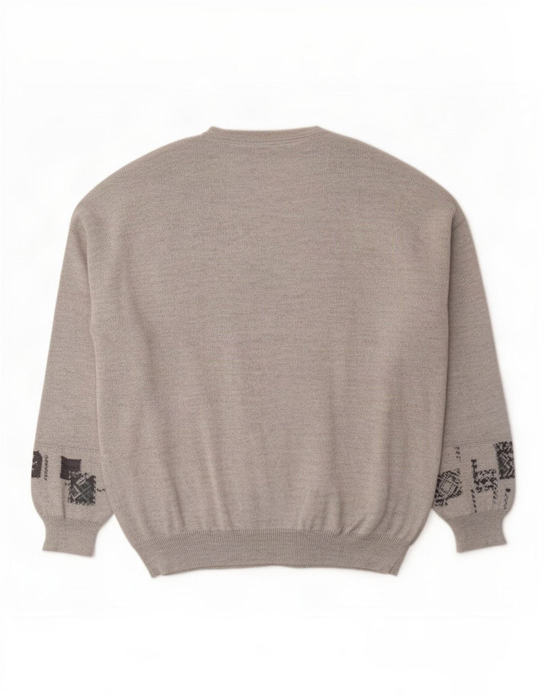 Bueckle Mens V-Neck Jumper Sweater EU 60 5XL Grey Geometric Virgin Wool