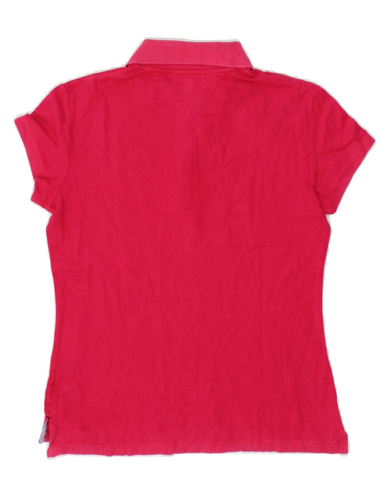 TOMMY HILFIGER Womens Slim Fit Polo Shirt UK 14 Medium Red Cotton Vintage Tommy Hilfiger and Second-Hand Tommy Hilfiger from Messina Hembry 