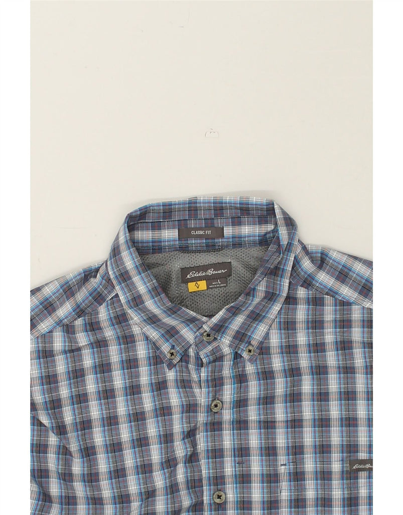 EDDIE BAUER Mens Classic Fit Shirt Large Blue Check Cotton | Vintage Eddie Bauer | Thrift | Second-Hand Eddie Bauer | Used Clothing | Messina Hembry 