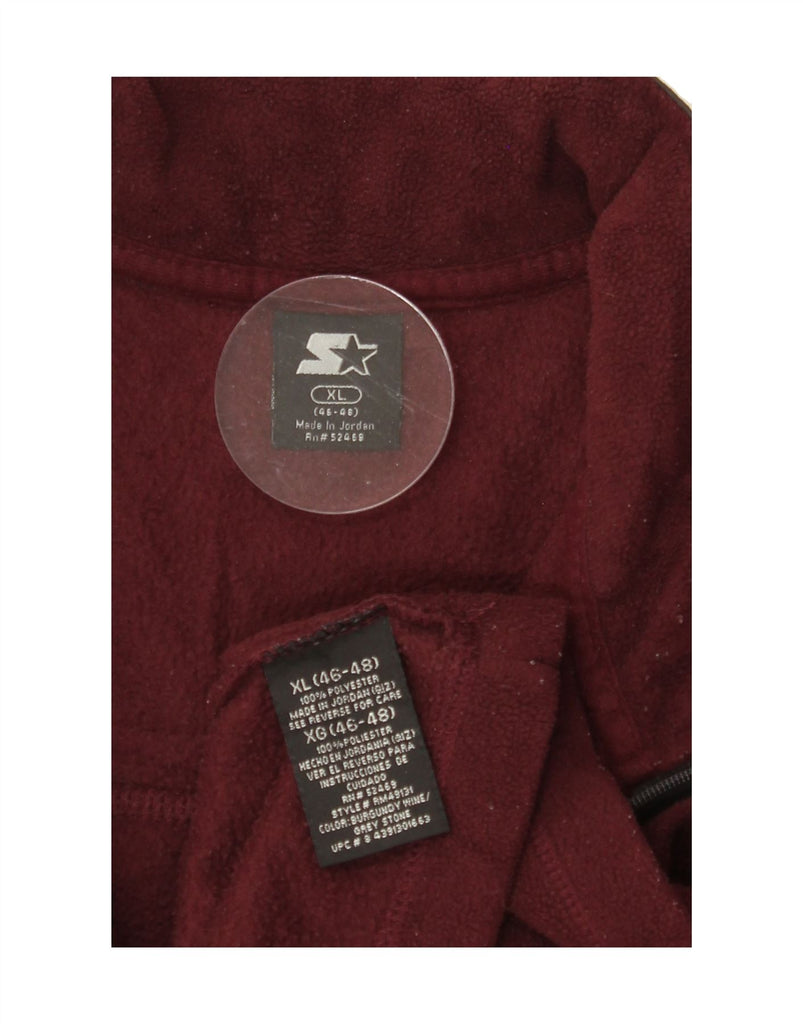 STARTER Mens Zip Neck Fleece Jumper XL Burgundy Colourblock Polyester Vintage Starter and Second-Hand Starter from Messina Hembry 