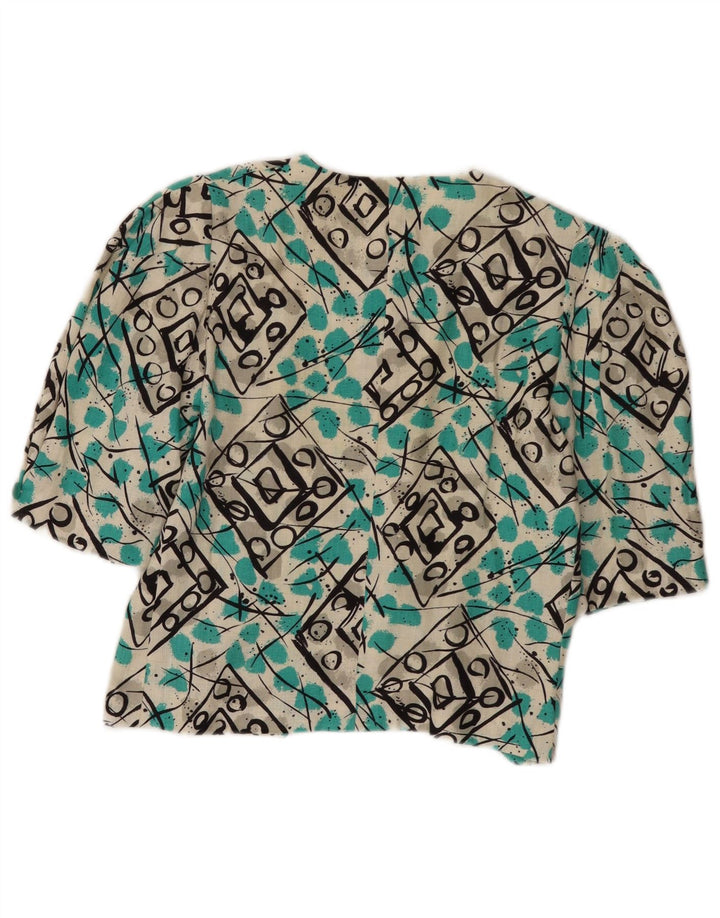 Vintage Womens Crop Shirt Blouse UK 12 Medium Multicoloured Geometric