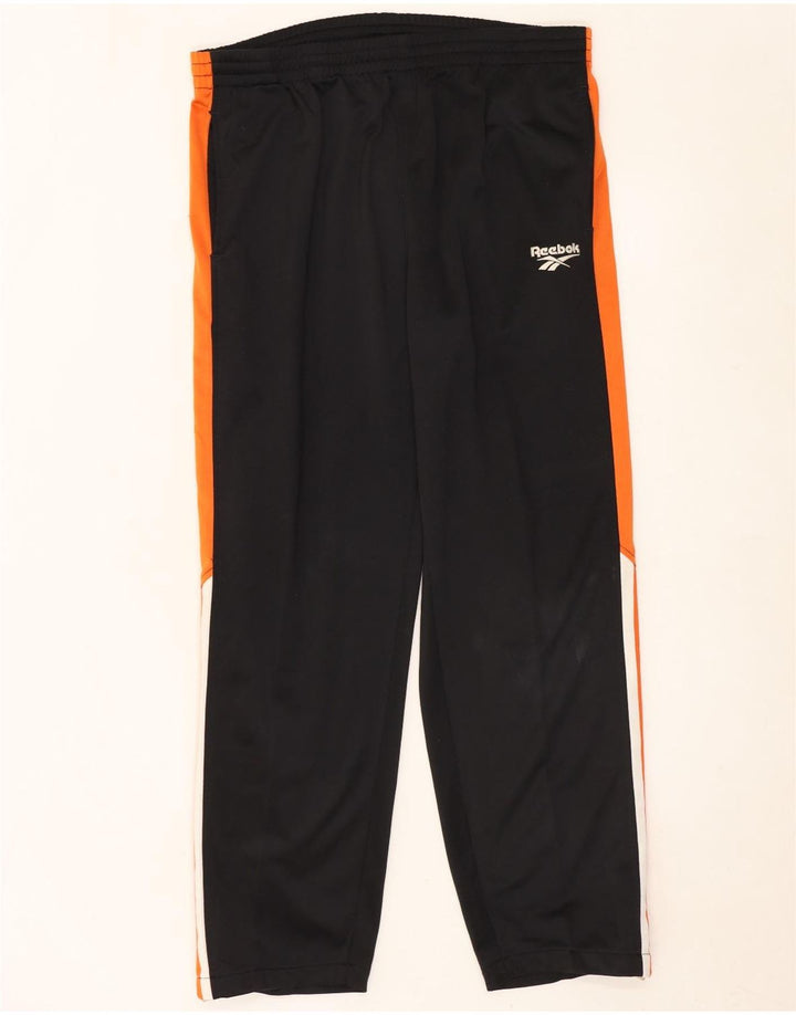 Reebok Mens Tracksuit Trousers Large  Black Colourblock Polyester
