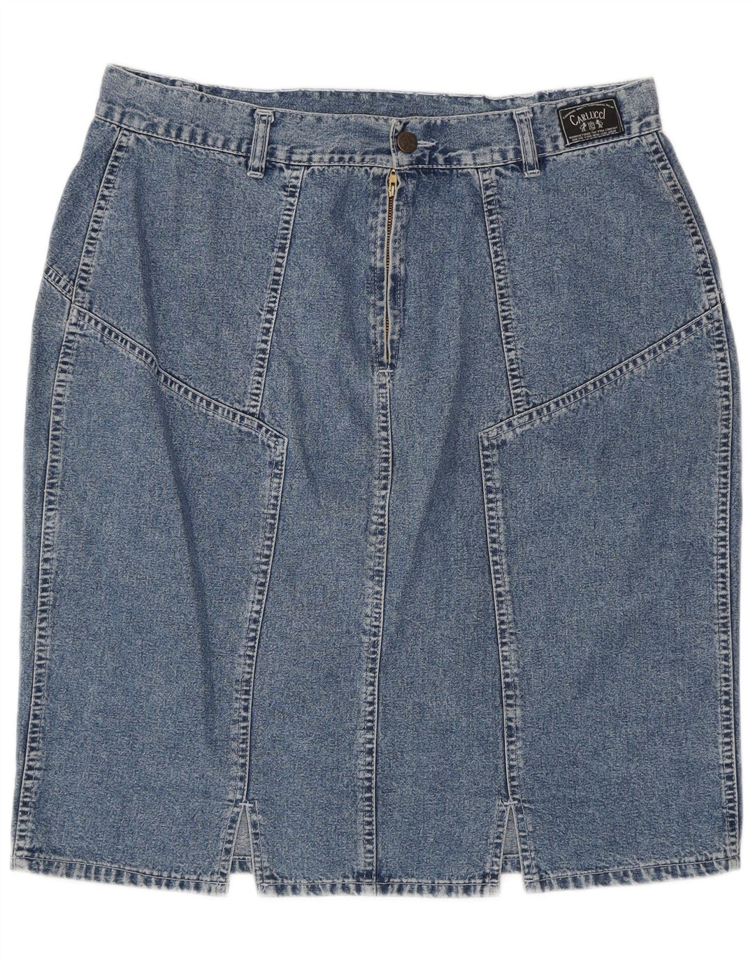CARLUCCI Womens Denim Skirt W34 Large Blue Paisley