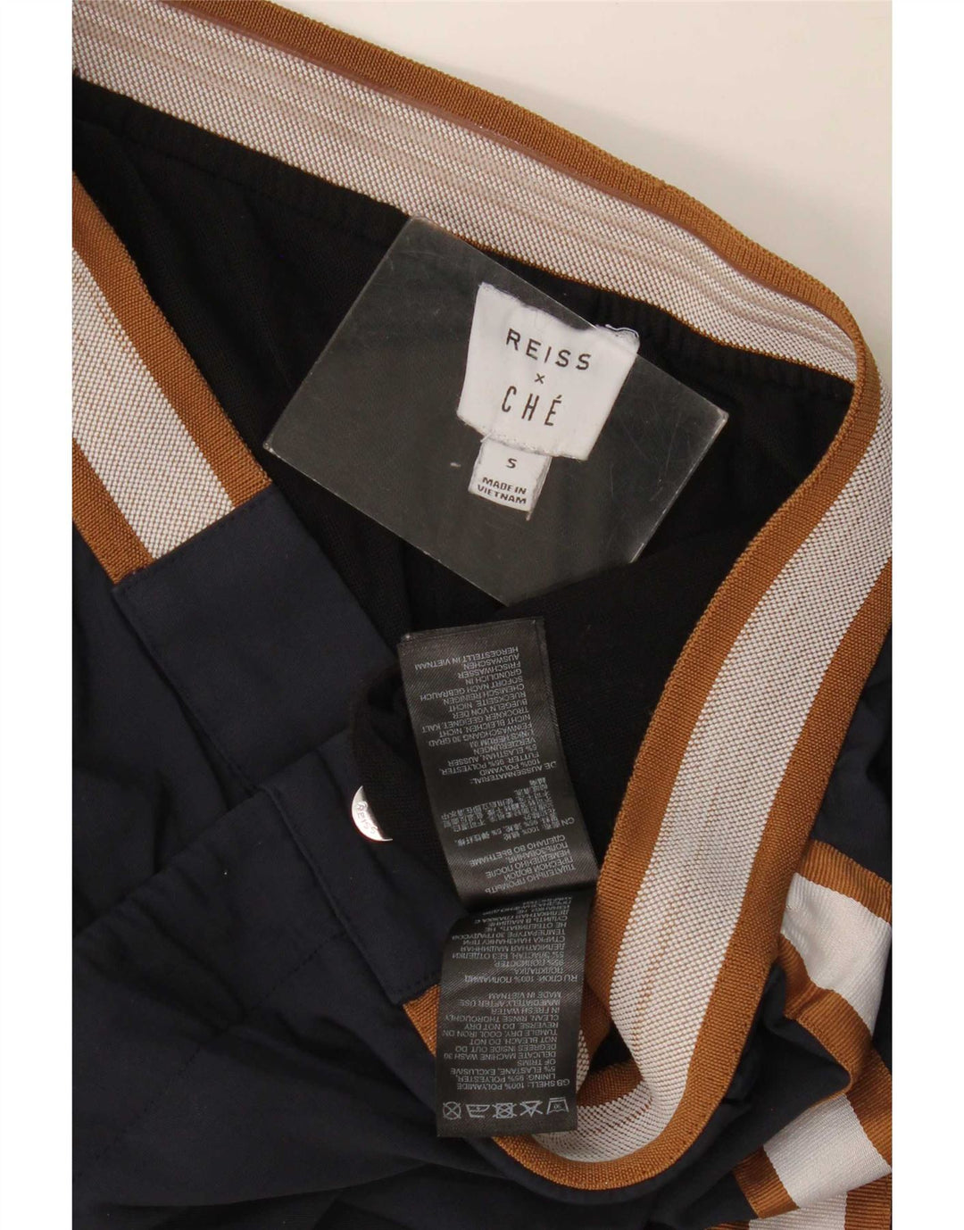 Reiss Womens Che Chino Shorts Small W27 Navy Blue Colourblock Polyamide