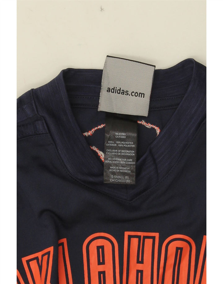 Adidas Boys Graphic Top Long Sleeve 7-8 Years Small Navy Blue