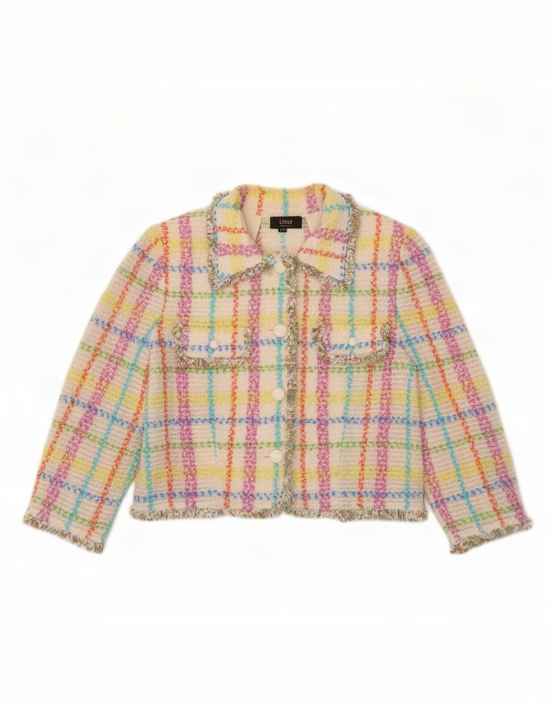 Liola Womens 3/4 Sleeve Bolero Jacket IT 48 XL Multicoloured Check