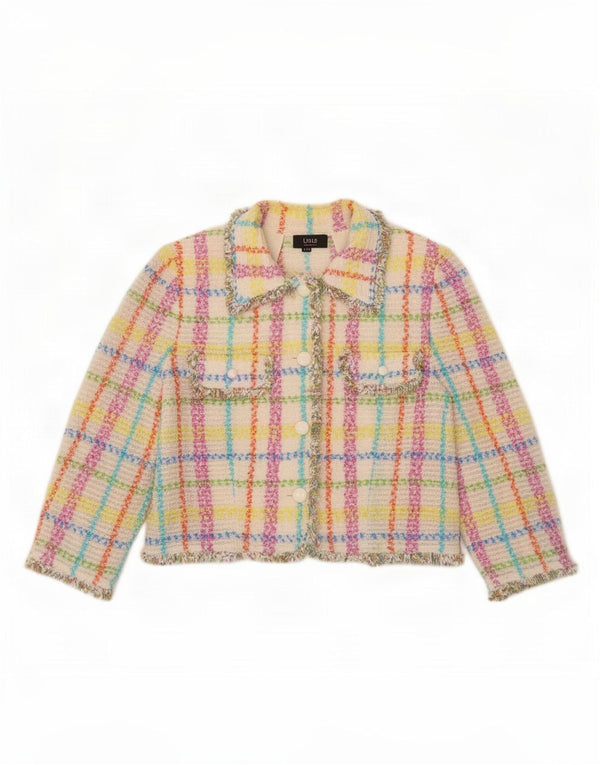 Liola Womens 3/4 Sleeve Bolero Jacket IT 48 XL Multicoloured Check