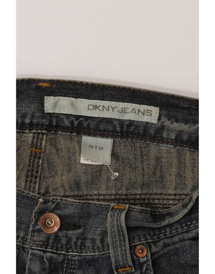 Dkny Mens Straight Jeans W34 L34 Blue Cotton