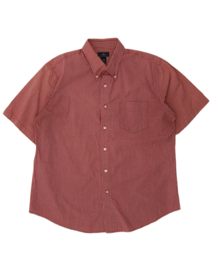 Dockers Mens Short Sleeve Regular Fit Shirt Size 16 1/2 Large Red Cotton