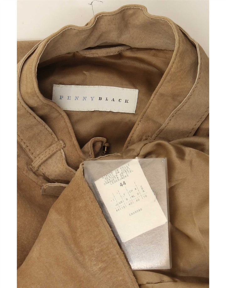 Penny Black Womens Suede Jacket UK 12 Medium Beige Leather