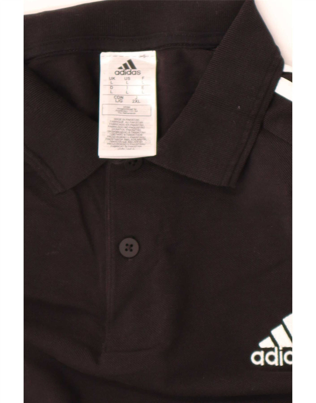 Adidas Mens Short Sleeve Regular Polo Shirt Large Black Cotton