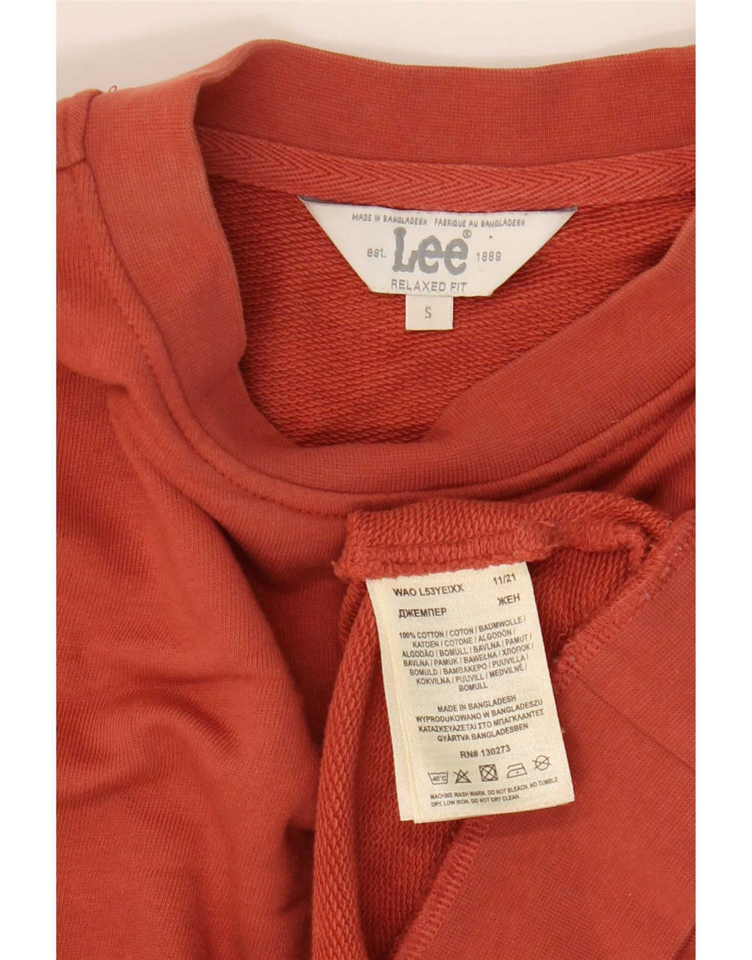 Lee Womens Relaxed Fit Sweatshirt Jumper UK 10 Small Red Cotton