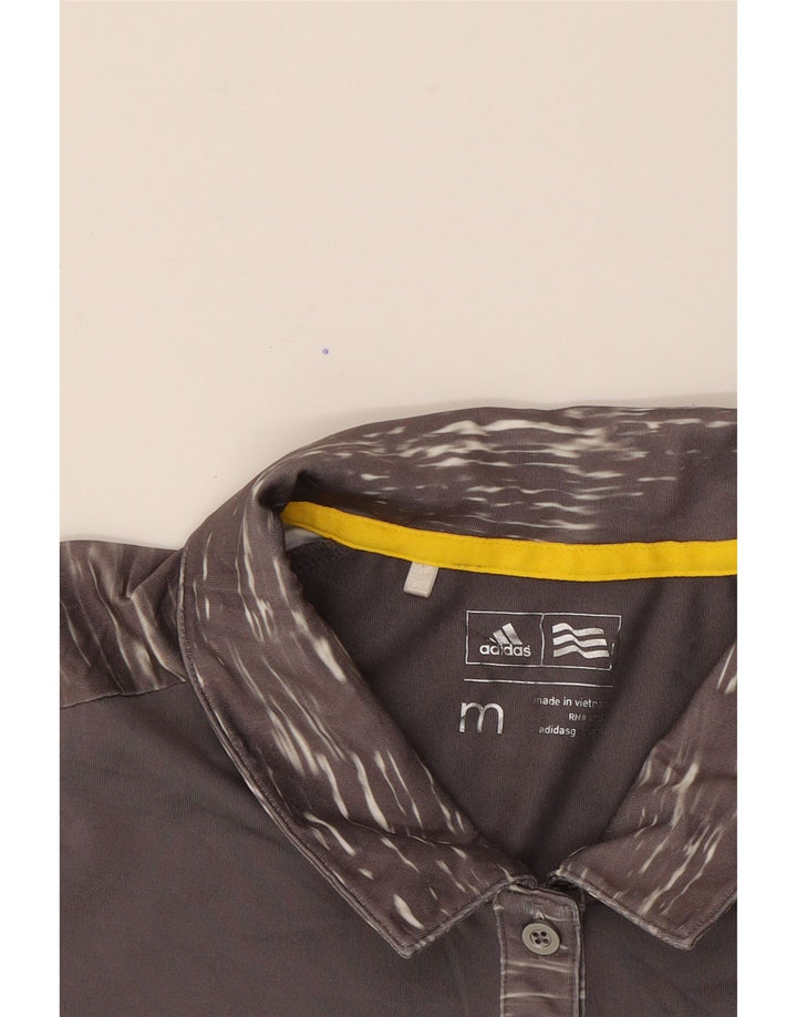ADIDAS Womens Polo Shirt UK 14 Medium Grey Striped Polyester Vintage Adidas and Second-Hand Adidas from Messina Hembry 