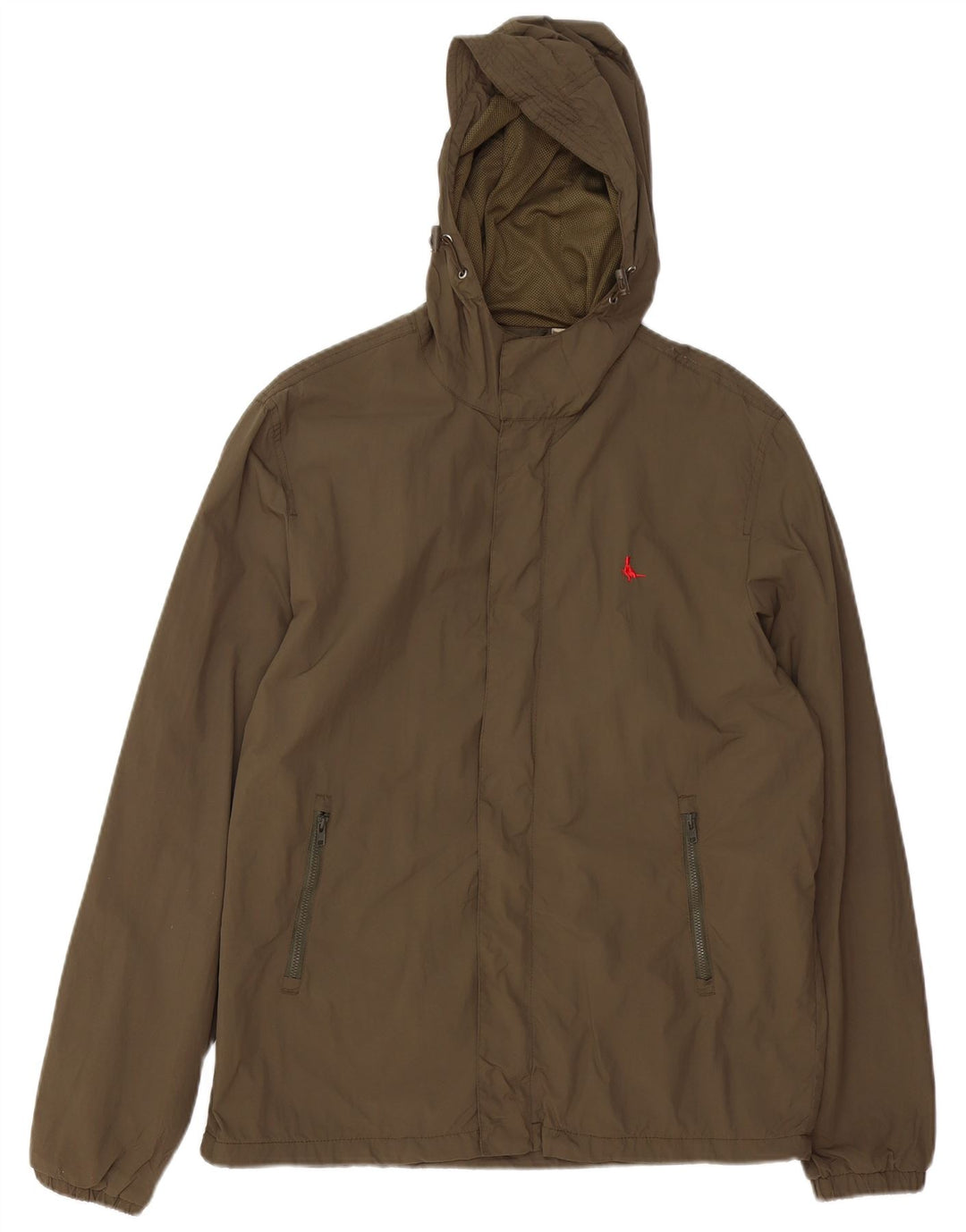 JACK WILLS Mens Hooded Rain Jacket UK 40 Large Khaki Nylon