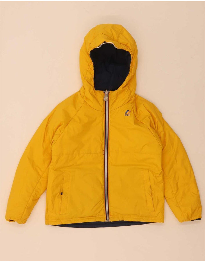 K-Way Boys Hooded Reversible Jacket 9-10 Years Navy Blue Polyamide