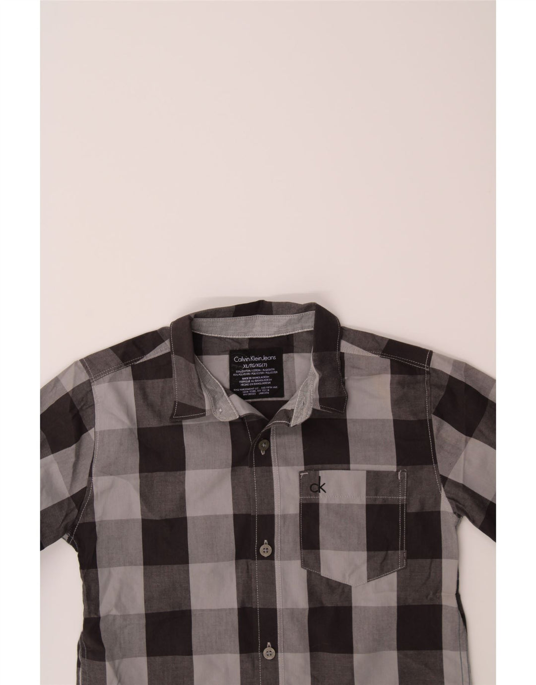 CALVIN KLEIN JEANS Boys Shirt 6-7 Years XL  Grey Check Cotton Vintage Calvin Klein Jeans and Second-Hand Calvin Klein Jeans from Messina Hembry 