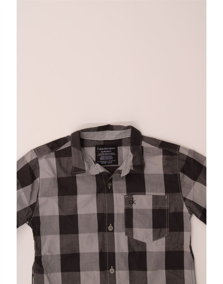 CALVIN KLEIN JEANS Boys Shirt 6-7 Years XL  Grey Check Cotton Vintage Calvin Klein Jeans and Second-Hand Calvin Klein Jeans from Messina Hembry 