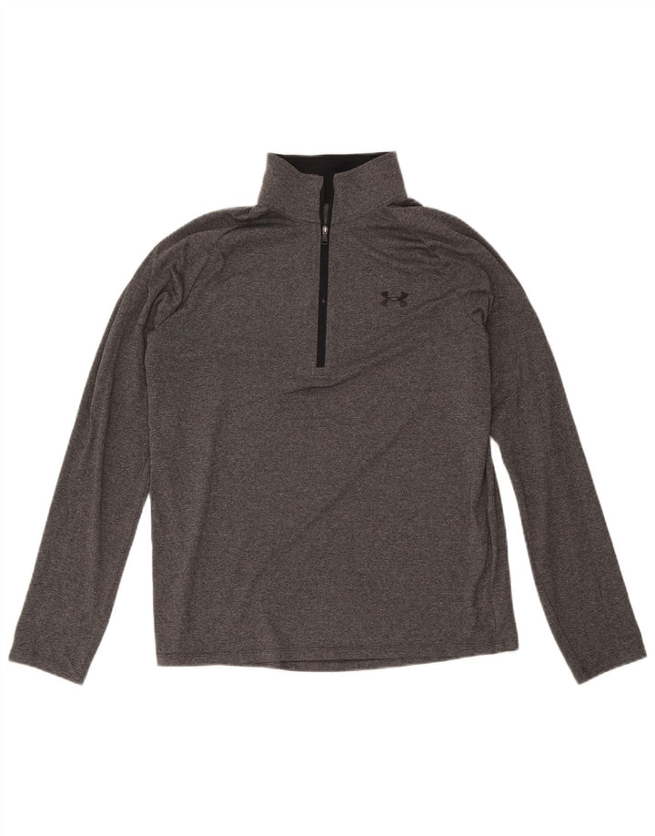 Under Armour Mens Zip Neck Top Long Sleeve Medium Grey Polyester