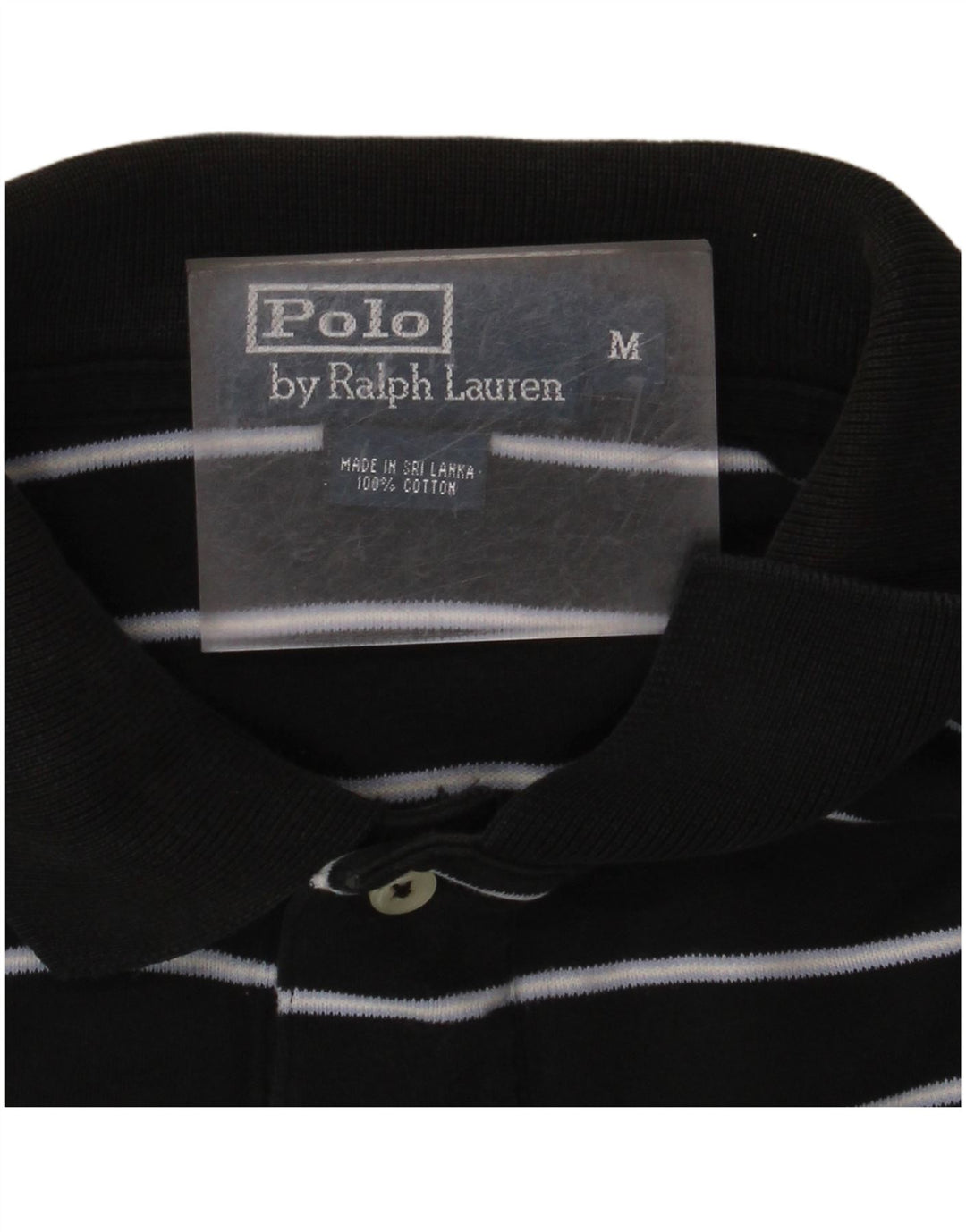 POLO RALPH LAUREN Mens Polo Shirt Medium Black Striped Cotton