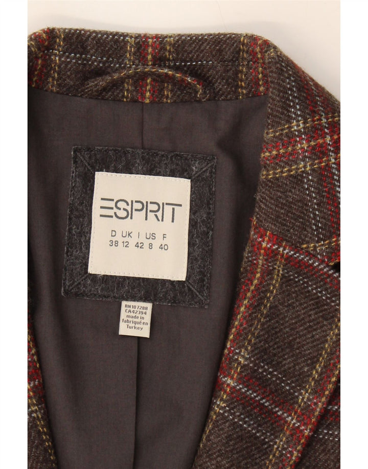 ESPRIT Womens 2 Button Blazer Jacket UK 12 Medium  Brown Check Vintage Esprit and Second-Hand Esprit from Messina Hembry 