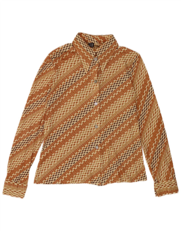 Vintage Womens Shirt IT 48 XL Brown Striped
