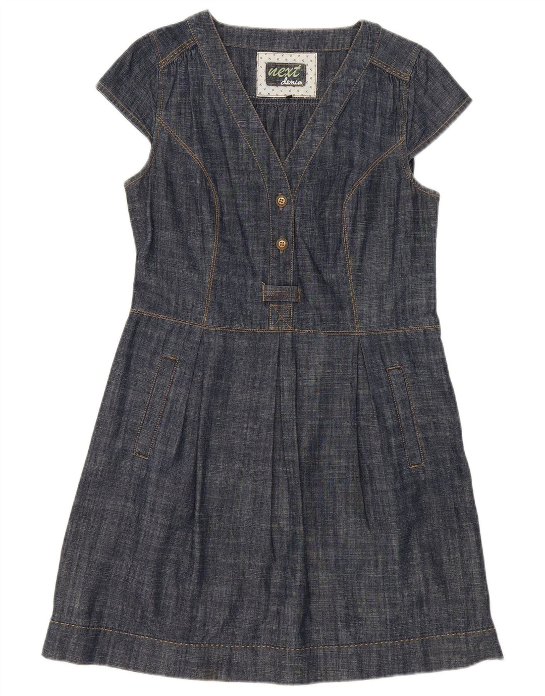 Next Womens A-Line Dress UK 14 Medium Navy Blue Cotton