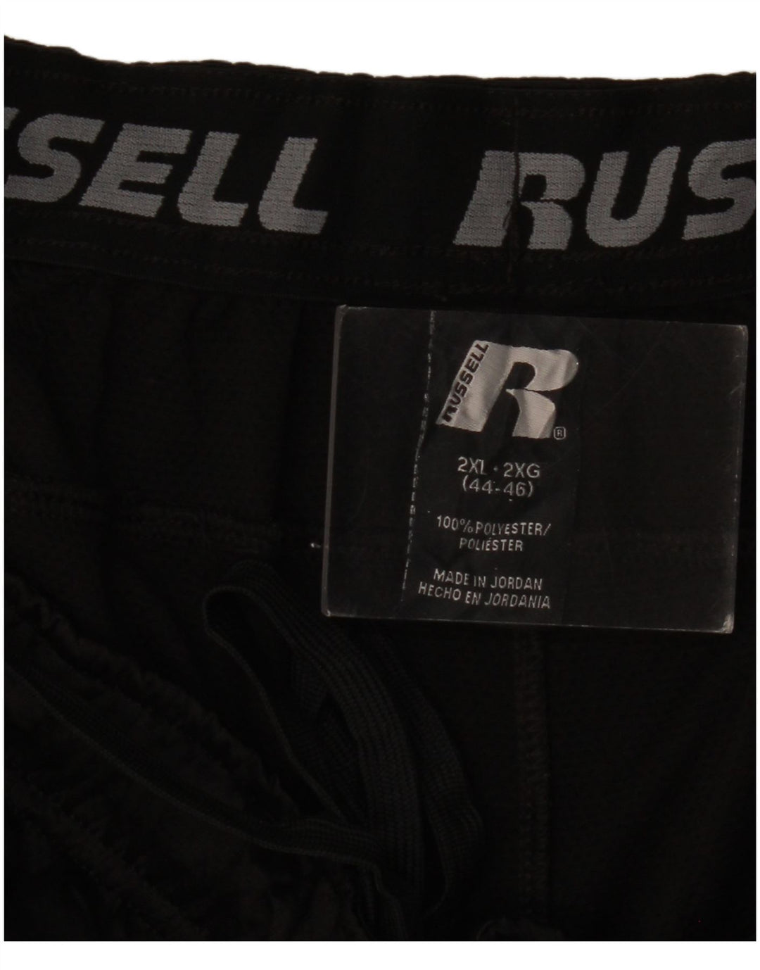 RUSSELL ATHLETIC Mens Sport Shorts 2XL  Black Colourblock Polyester