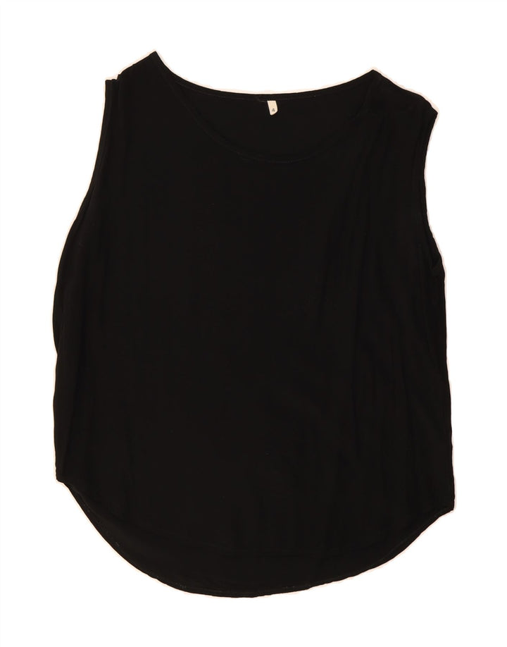 VINTAGE Womens Oversized Vest Top US 4 Small Black Viscose Vintage Vintage and Second-Hand Vintage from Messina Hembry 