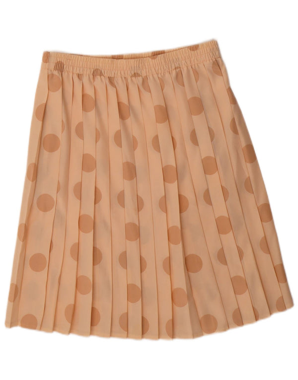 Vintage Womens Knife Pleated Skirt UK 16 Large W32 Pink Polka Dot Polyester